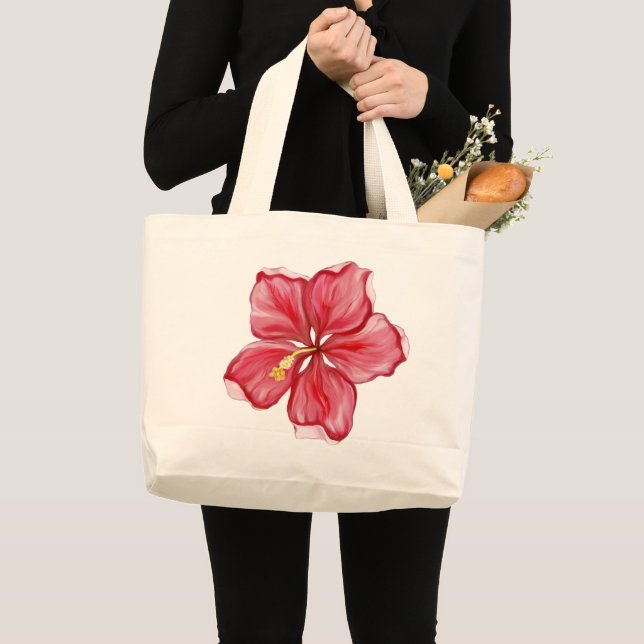Hibiscus & snöre RED Jumbo Tygkasse (Framsida (produkt))
