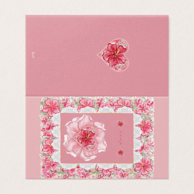 Hibiscus & snöre RED Kort (Utsida ovikt)