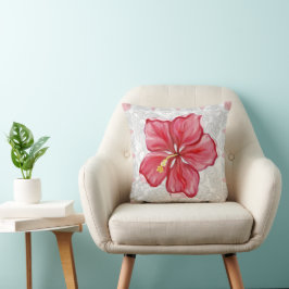 Hibiscus & snöre RED Kudde