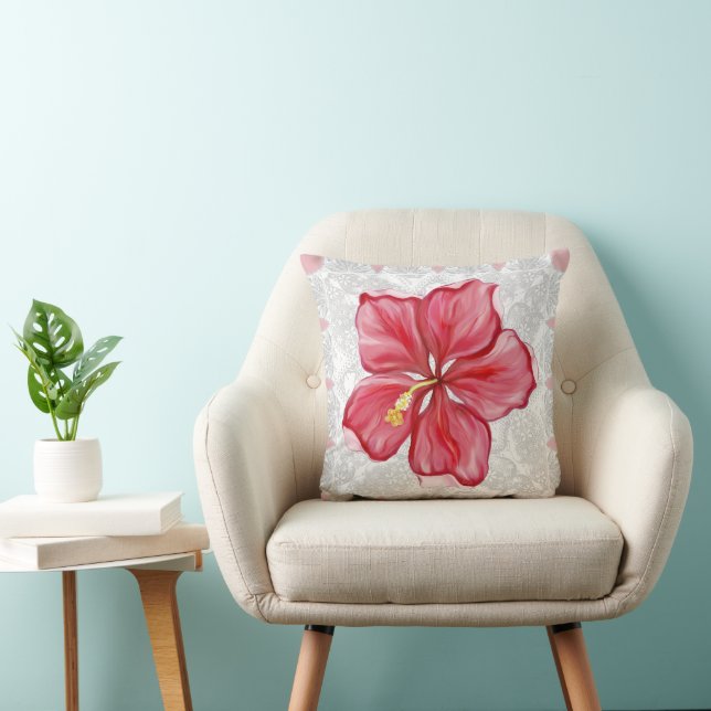 Hibiscus & snöre RED Kudde (Stol)