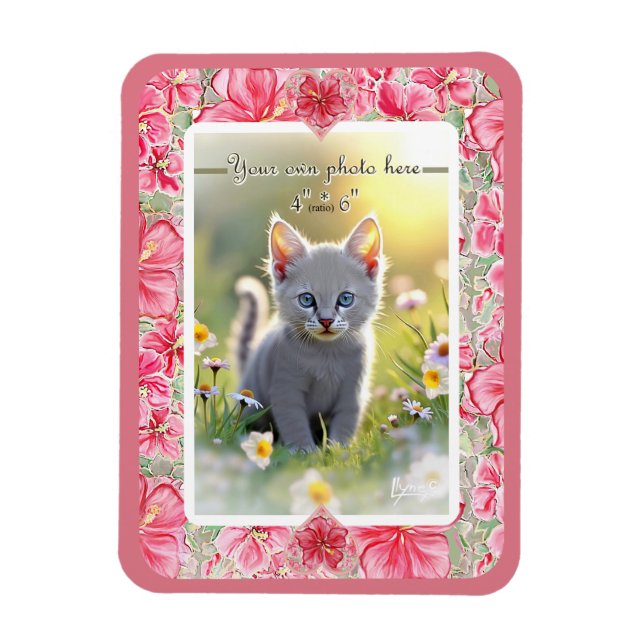 Hibiscus & snöre RED Magnet (Vertikal)