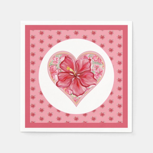 Hibiscus & snöre RED Pappersservett (Framsidan)