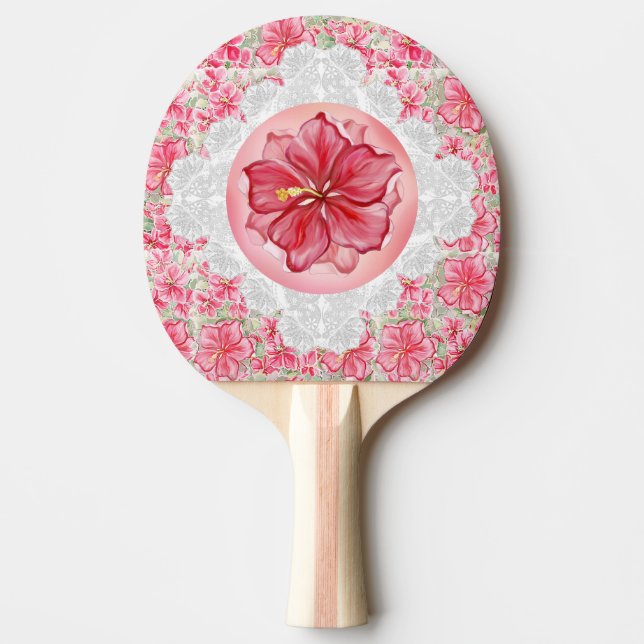 Hibiscus & snöre RED Pingisracket (Framsidan)