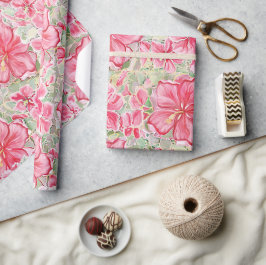 Hibiscus & snöre RED Presentpapper