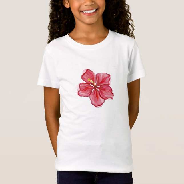 Hibiscus & snöre RED T Shirt (Framsida)
