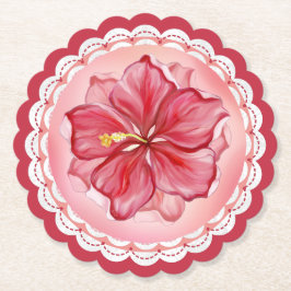 Hibiscus & snöre RED Underlägg Papper