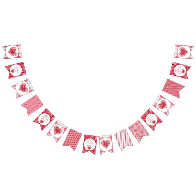 Hibiscus & snöre RED Vimplar (Alla)