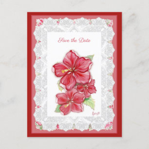 Hibiscus & snöre RED Vykort