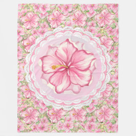 Hibiscus & snöre ROSA Fleecefilt