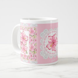 Hibiscus & snöre ROSA Jumbo Mugg