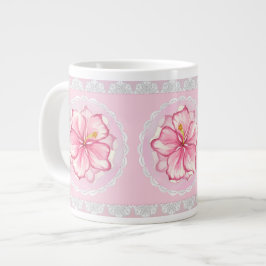 Hibiscus & snöre ROSA Jumbo Mugg