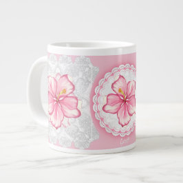 Hibiscus & snöre ROSA Jumbo Mugg
