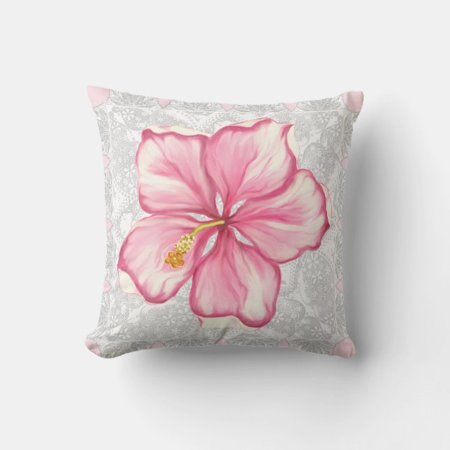 Hibiscus & snöre ROSA Kudde (Framsida)