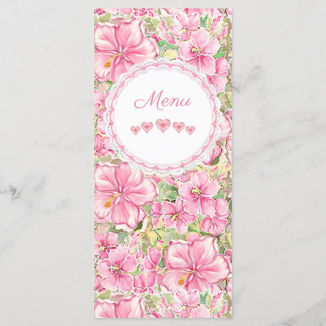 Hibiscus & snöre ROSA Meny (Baksida)