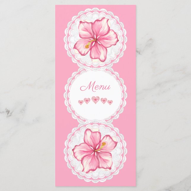 Hibiscus & snöre ROSA Meny (Baksida)