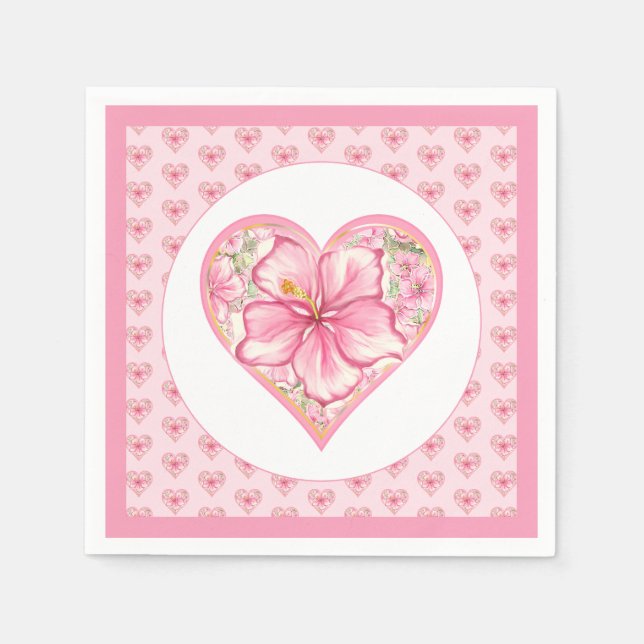 Hibiscus & snöre ROSA Pappersservett (Framsidan)