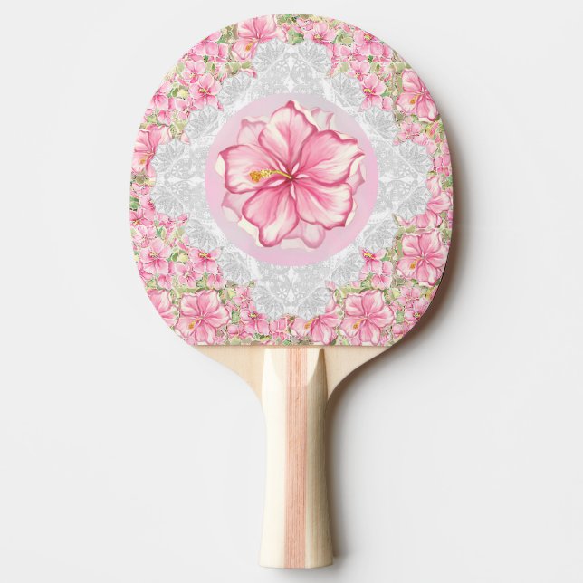 Hibiscus & snöre ROSA Pingisracket (Framsidan)