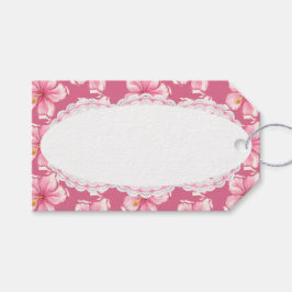 Hibiscus & snöre ROSA Presentetikett