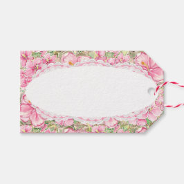 Hibiscus & snöre ROSA Presentetikett