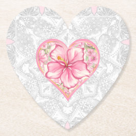 Hibiscus & snöre ROSA Underlägg Papper