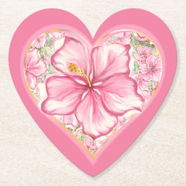 Hibiscus & snöre ROSA Underlägg Papper