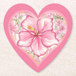 Hibiscus & snöre ROSA Underlägg Papper