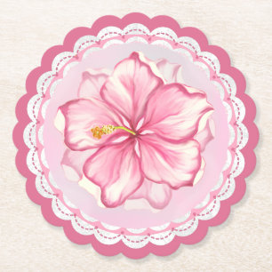 Hibiscus & snöre ROSA Underlägg Papper