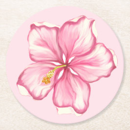 Hibiscus & snöre ROSA Underlägg Papper Rund