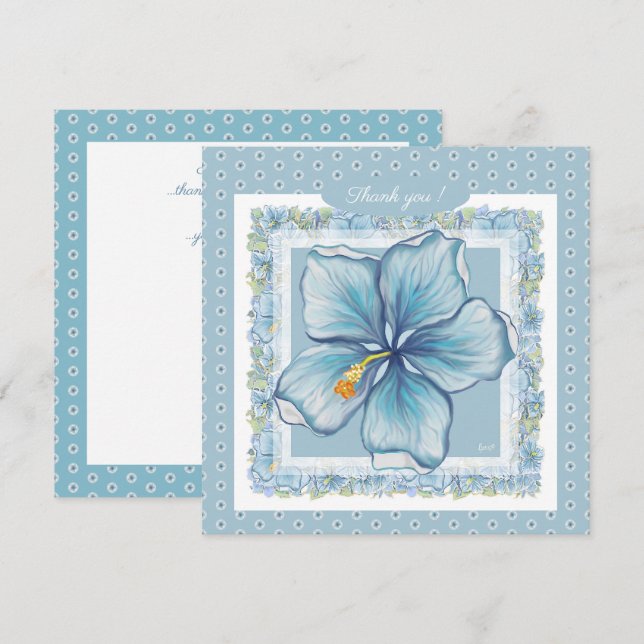 Hibiscus & snöre TURQUOISE (Fram/baksida)