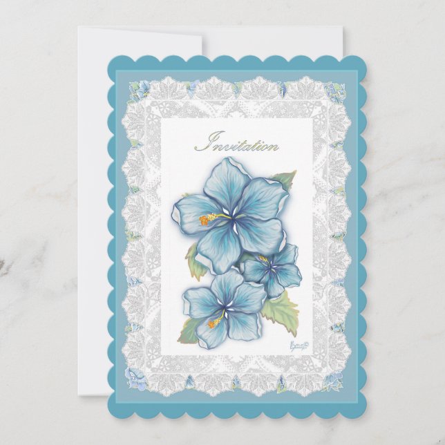 Hibiscus & snöre TURQUOISE (Framsida)