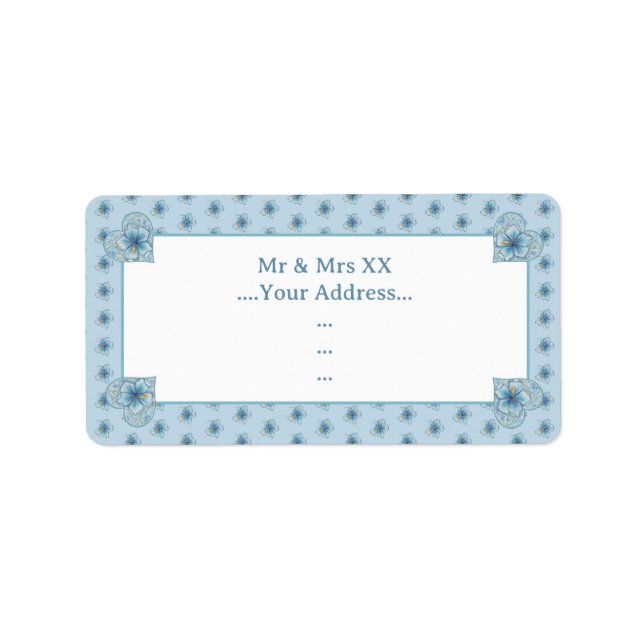 Hibiscus & snöre TURQUOISE Adressetikett (Framsidan)