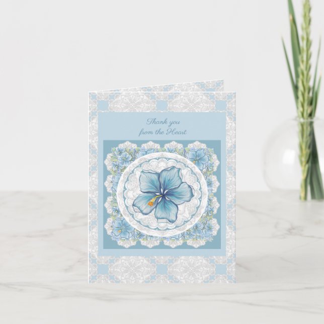 Hibiscus & snöre TURQUOISE Anteckningskort (Framsida)