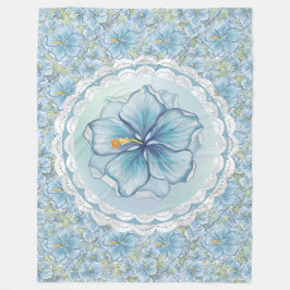 Hibiscus & snöre TURQUOISE Fleecefilt