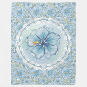 Hibiscus & snöre TURQUOISE Fleecefilt