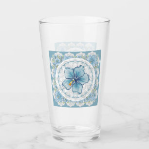 Hibiscus & snöre TURQUOISE Glaskopp