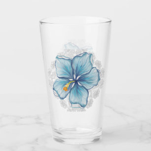 Hibiscus & snöre TURQUOISE Glaskopp