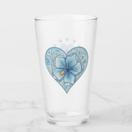 Hibiscus & snöre TURQUOISE Glaskopp