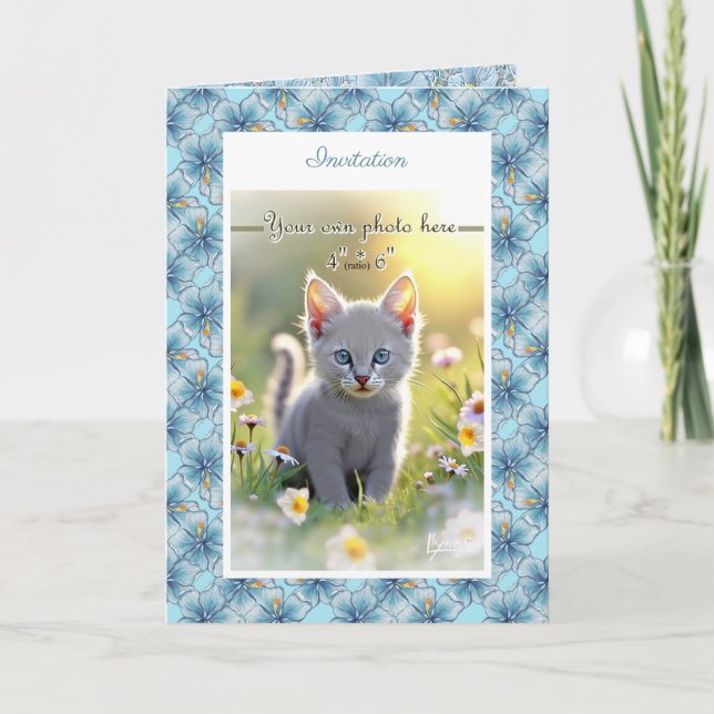 Hibiscus & snöre TURQUOISE Inbjudan (Framsida)