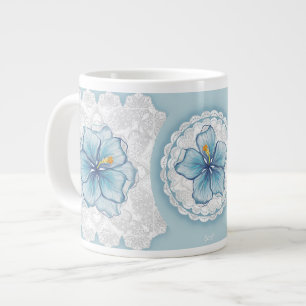 Hibiscus & snöre TURQUOISE Jumbo Mugg