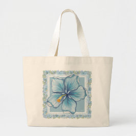 Hibiscus & snöre TURQUOISE Jumbo Tygkasse