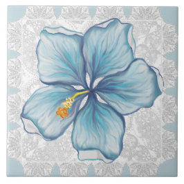 Hibiscus & snöre TURQUOISE Kakelplatta