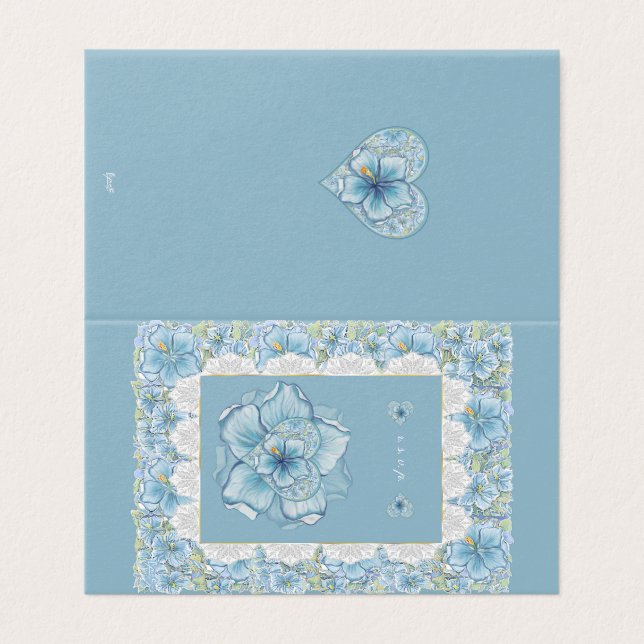 Hibiscus & snöre TURQUOISE Kort (Utsida ovikt)