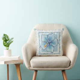Hibiscus & snöre TURQUOISE Kudde