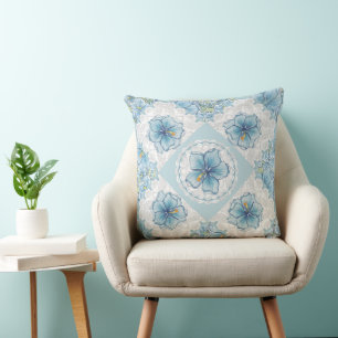 Hibiscus & snöre TURQUOISE Kudde