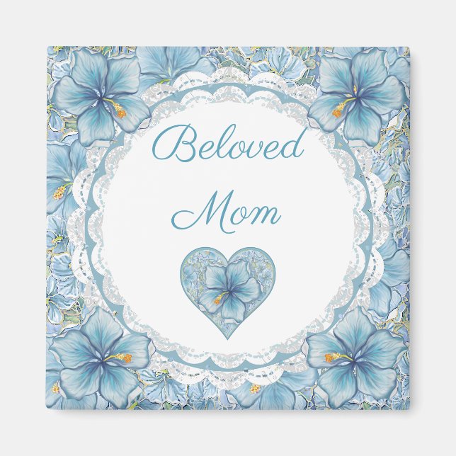 Hibiscus & snöre TURQUOISE Magnet (Framsidan)