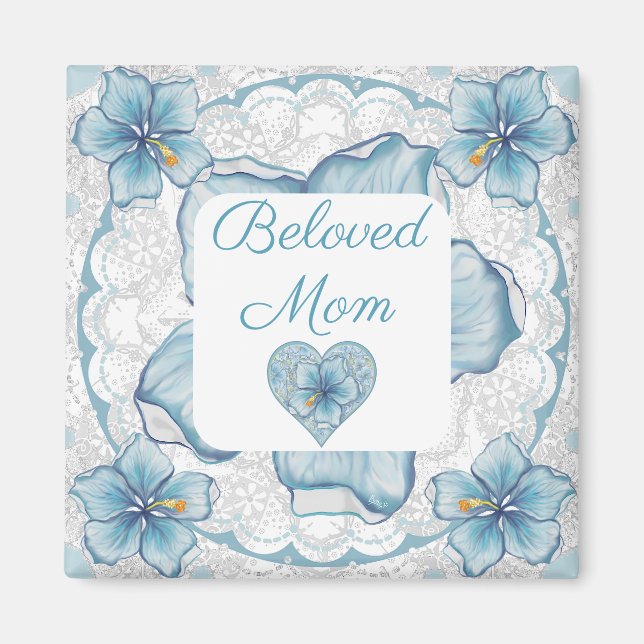 Hibiscus & snöre TURQUOISE Magnet (Framsidan)