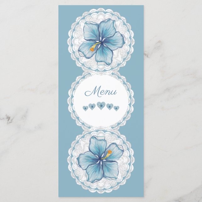 Hibiscus & snöre TURQUOISE Meny (Baksida)