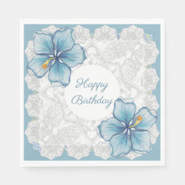 Hibiscus & snöre TURQUOISE Pappersservett