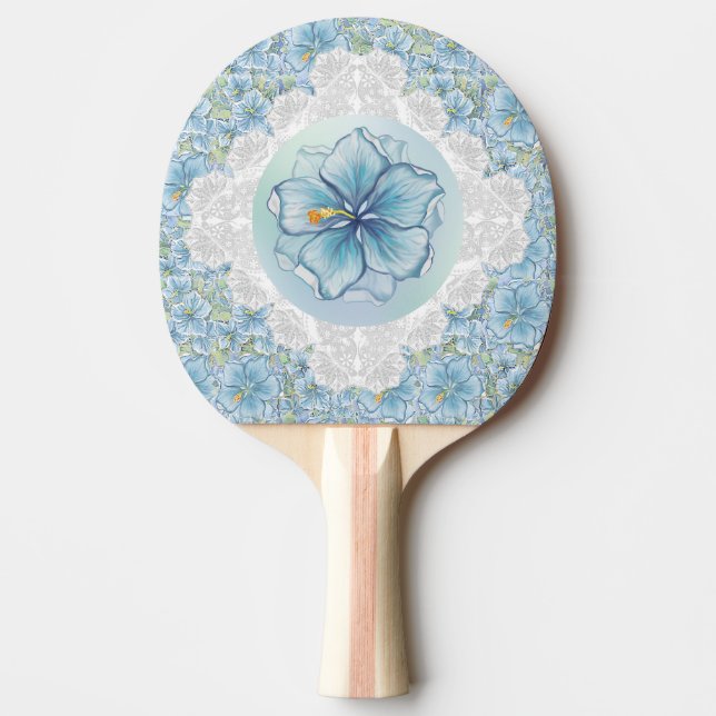 Hibiscus & snöre TURQUOISE Pingisracket (Framsidan)