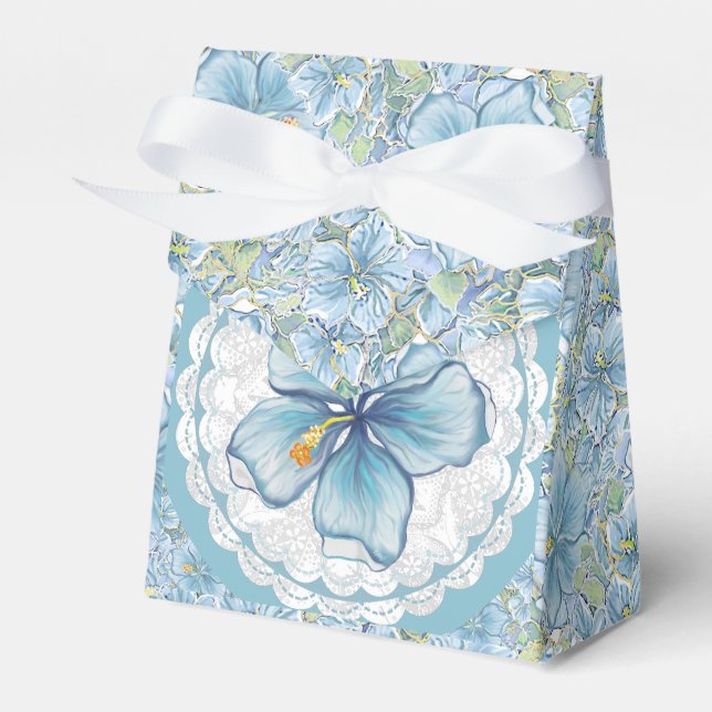 Hibiscus & snöre TURQUOISE Presentaskar (Framsidan Sidan)